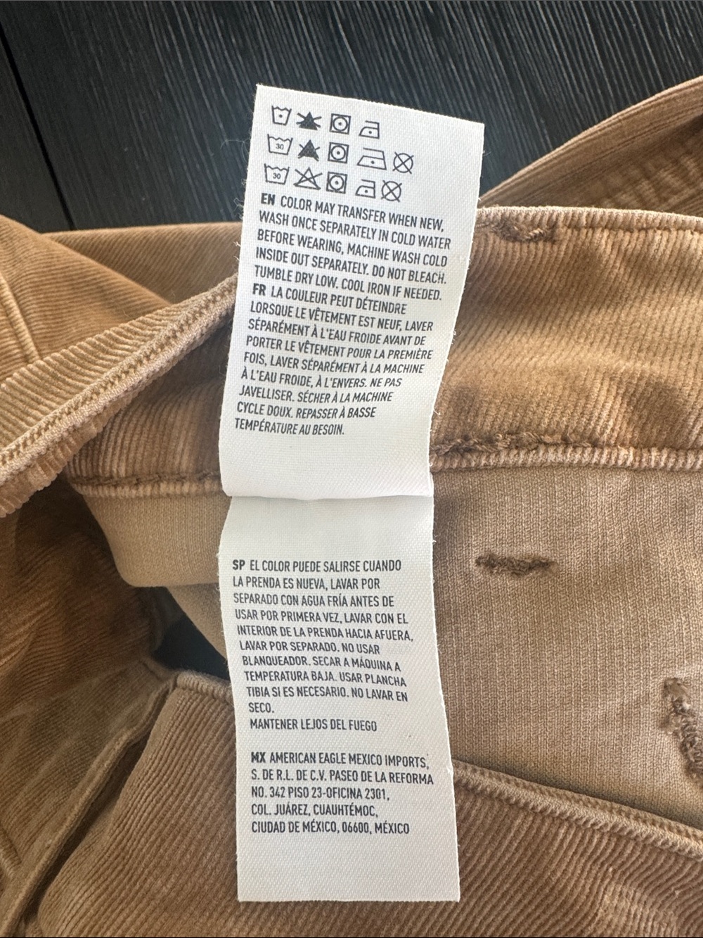 American Eagle Super Stretch X4 Corduroy Mini Skirt Tan Button Front Utility 14 - Picture 9 of 12